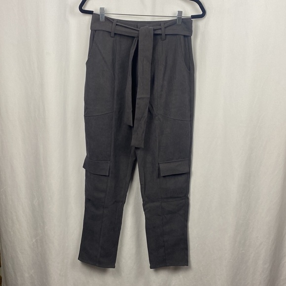 Anthropologie Sadie & Sage Moonlight Mile Paper Bag Pants - Charcoal -Size Small - Picture 4 of 13